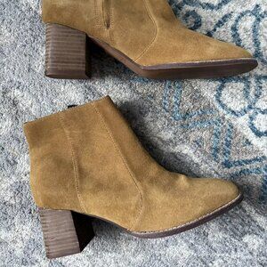 MADEWELL Bryce $198 Women's Heeled Ankle Boots Suede Tan M4674 - SIZE 10